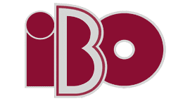 Ein rot-weißes Logo für ibo auf weißem Hintergrund.